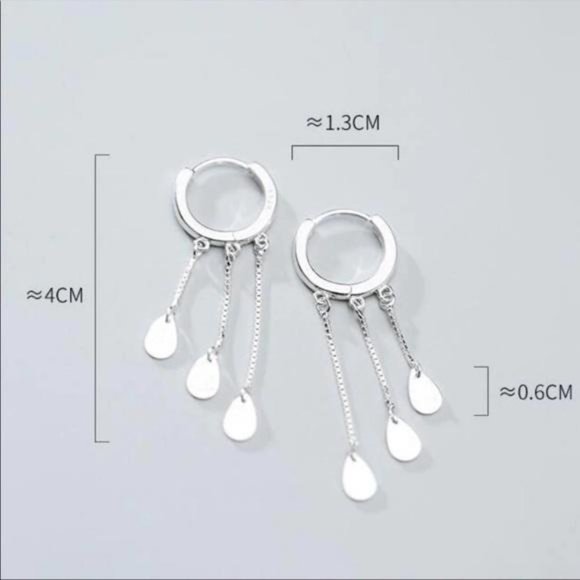 NEW 925 STERLING SILVER TASSEL DROP HOOP EARRINGS, NICE EARRINGS, CUTE EARRINGS - Picture 6 of 7